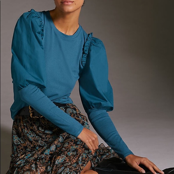 Sunday In Brooklyn Ruffled Contrast Top XS - Picture 4 of 6